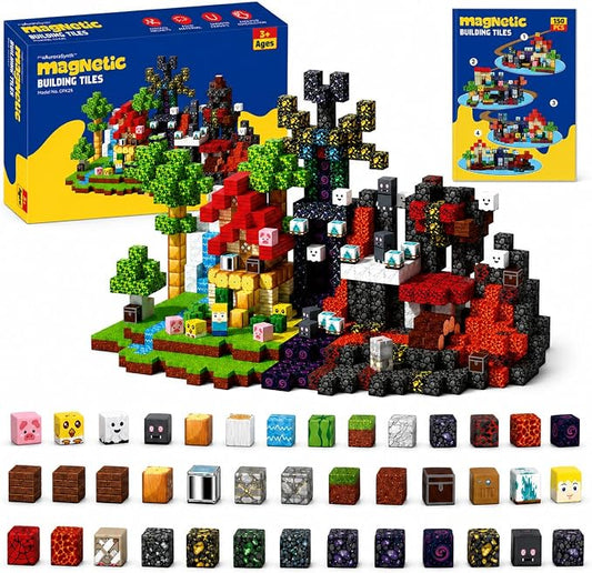 AuroraSynth 150PCS Magnetic Blocks - 0.8in Magnetic Building Blocks Cubes, Magnet Toys for Kids, Stacking Construction Magnets, School STEM Toys Birthday for Boys & Girls Ages 3+