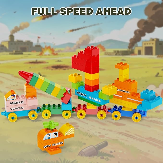 Building Blocks for Kids Ages 3-8 | 164-Piece Creative Construction Toy Set with 4 Trucks | STEM Educational Building Bricks for Boys & Girls | Ideal Christmas/Birthday Gift