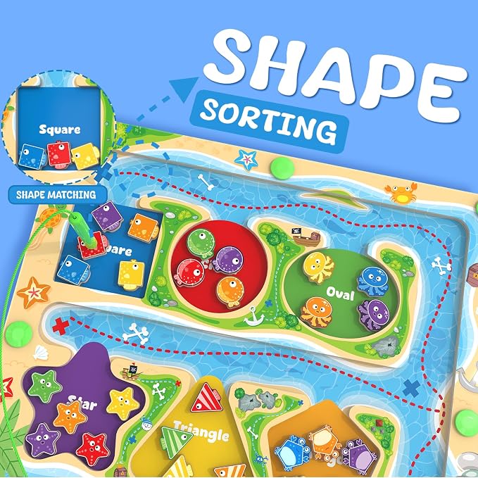 MTYOKILN Magnetic Color & Shape Maze - Montessori Toys for 3 4 5 Year Old, Color and Shape Sorting Toy, Montessori Toys for Kids Boys Girls Gifts Ages3+, Preschool Learning Activities