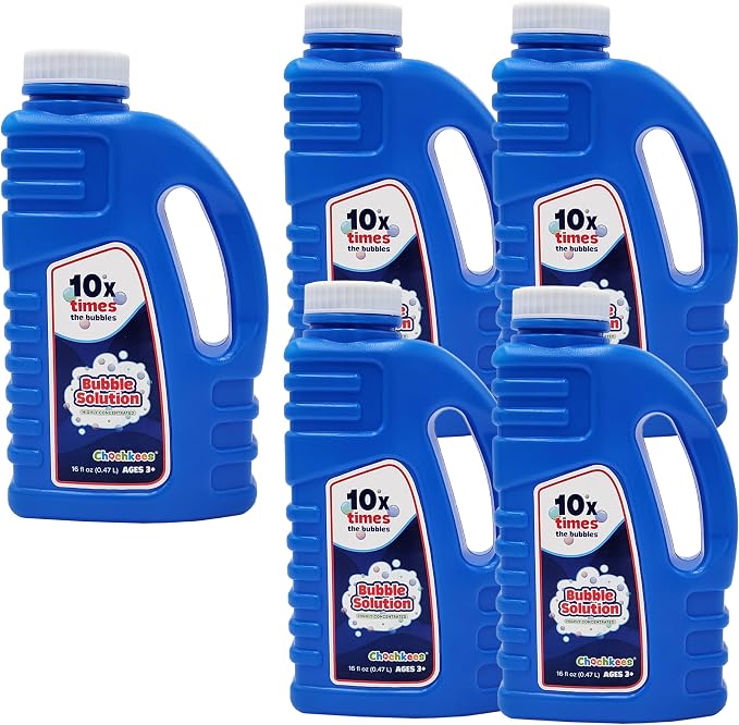 16 oz Concentrated Blue Bubble Solution Bottle with Handle, Refills up to 1.25 Gallons, Non-Toxic Concentrated Solution for Bubble Machines, Giant Bubble Wands, Bubble Gun and Blowers (4-Pack)