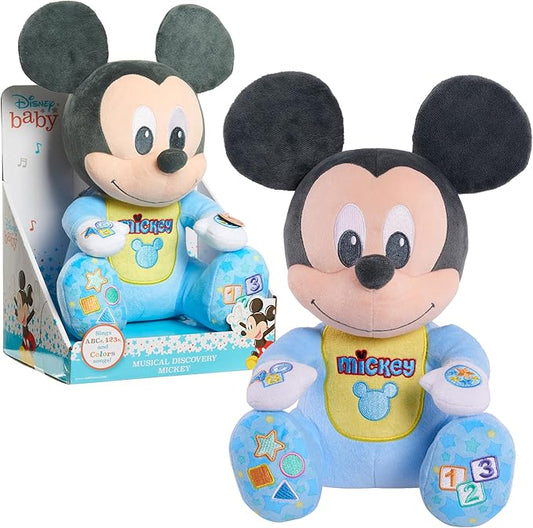Disney Baby Musical Discovery 10-inch Interactive Plush Mickey Mouse, Music and Phrases, Early Learning, Toddler