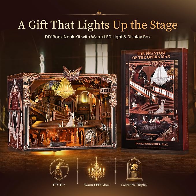 MiniCity Book Nook Kit, DIY Miniature Dollhouse Booknook Kit, 3D Wooden Puzzle Bookend Bookshelf Insert Decor with LED Light for Teens and Adults, Painter's Day at Dusk