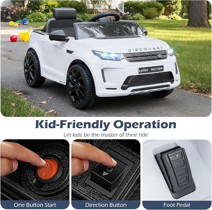 Costzon Ride on Car, Licensed Land Rover Discovery Sport Electric Vehicle, 12V Kids Car with Parent Remote Control, Music, Horn, Song, Gift for Aged 3+ (White, 38” x 24” x 17”(L x W x H))