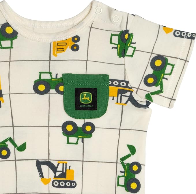 John Deere Baby Boys' One Piece Short Sleeve Romper Newborn to Infant