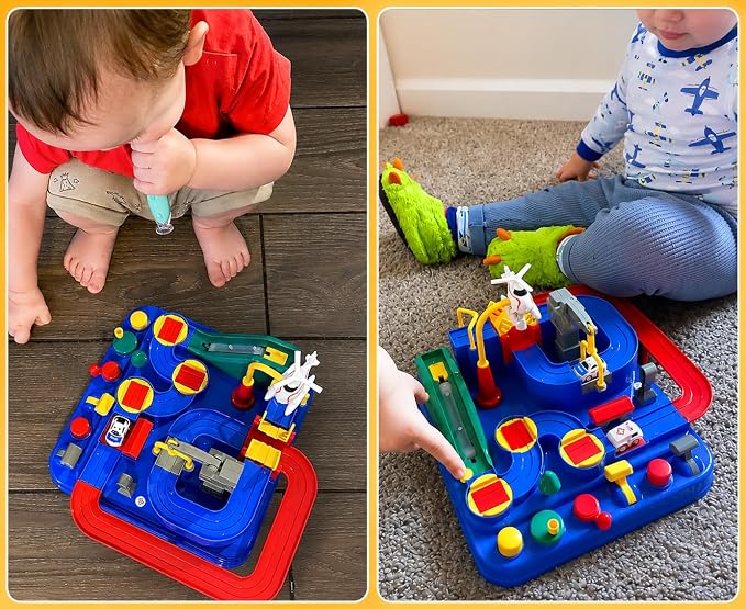 Car Race Track for Kids Ages 3+, Kids Car Toys for 3 Year Old Boys, Race Track for Toddlers 3+, City with 3 Small Cars and Helicopter, Educational Birthday Gifts