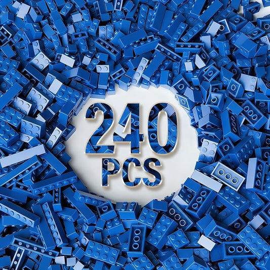 Bulk Building Bricks, Compatible with Lego and All Brands, 8 Sizes and A Variety of Colors to Mix and Match，Random Color (240, Blue)