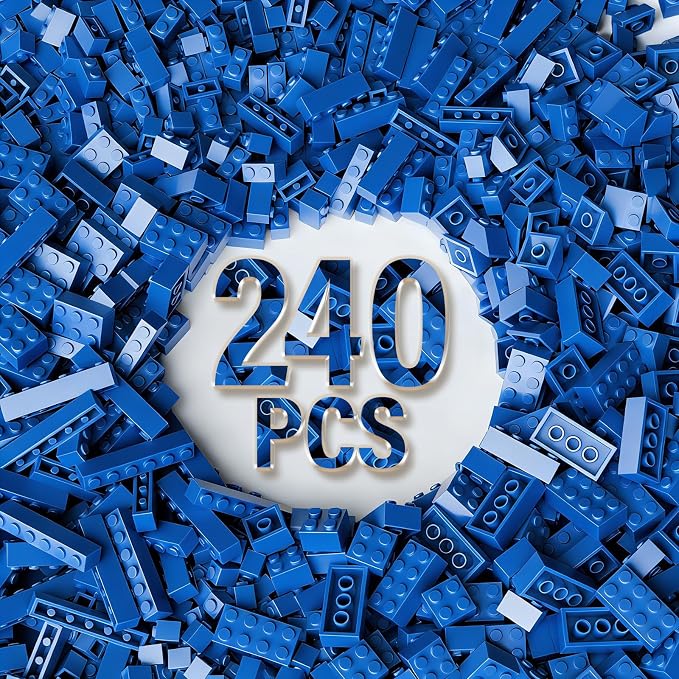 Bulk Building Bricks, Compatible with Lego and All Brands, 8 Sizes and A Variety of Colors to Mix and Match，Random Color (120, Blue)