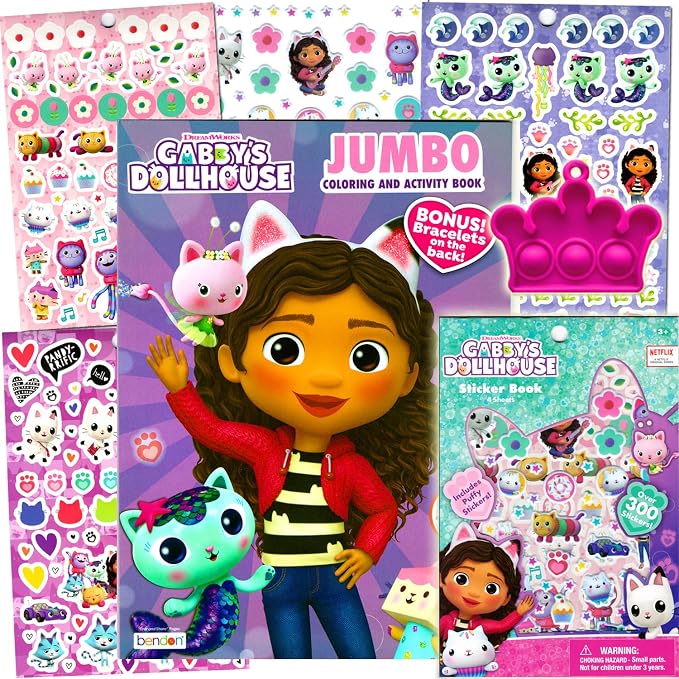Bendon Gabby’s Dollhouse Coloring Activity Book and Sticker Set for Kids