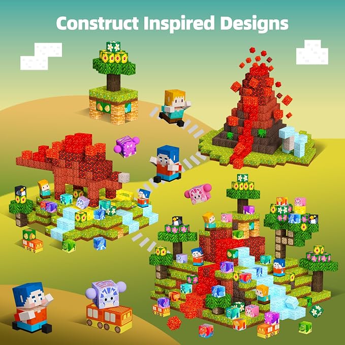 GobiDex Magnetic Building Blocks Dinosaur Theme Kid Toys for 3+ Years Old Boys Girls, STEM Building Gifts for Kids, Magnets Sensory Game for Toddler