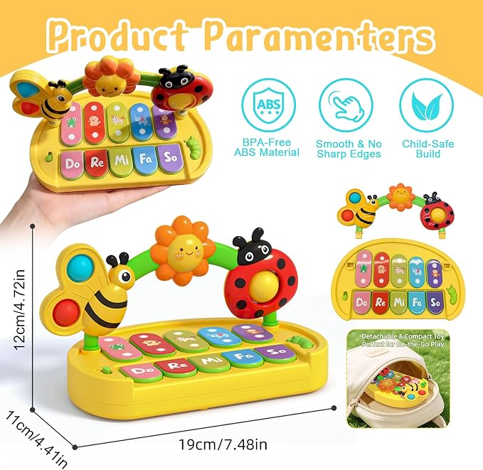 Baby Piano Toys 6-12 Months Light Up Music Keyboard 6 9 12 18 Month Old Baby Toys with 4 Modes, Infant Educational Learning Toys for Girl, Small Musical Piano for Babies 1 Year Old Boys Girls Gift