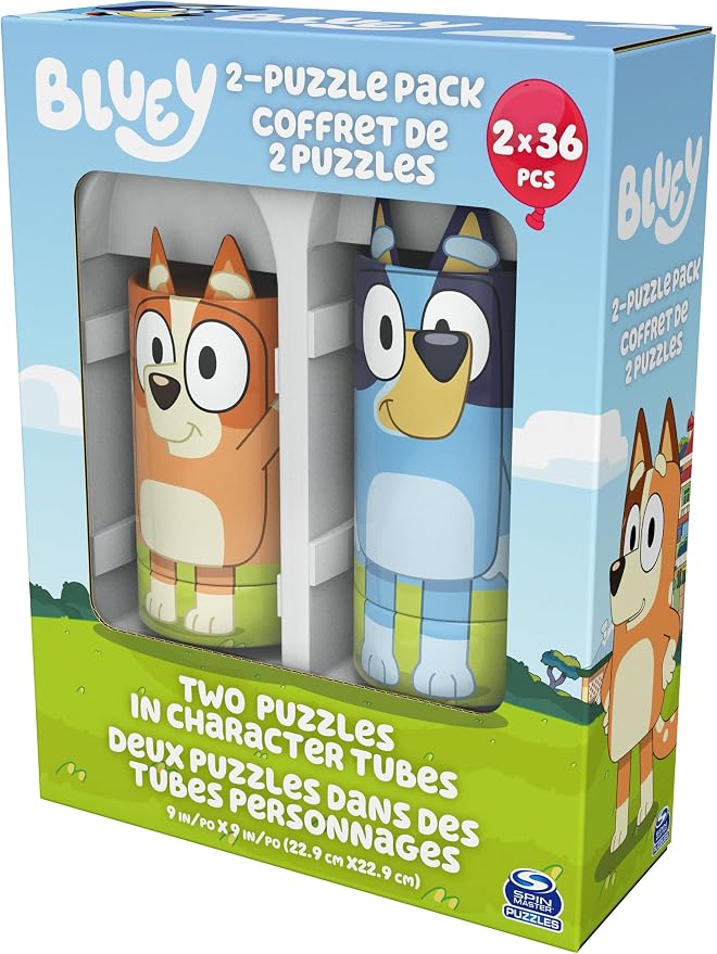 Spin Master Games, Bluey Puzzles 2-Pack, 36 Pieces, Preschool Puzzles, for Ages 3 & Up
