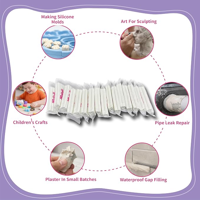 White Oil Based Modeling Clay, Non-Hardening Reusable Plasticine, Non-Toxic Sulfur-Free Professional Sculpting Clay for Molding & Prototyping (16 Pack, 50g Each, 800g Total)