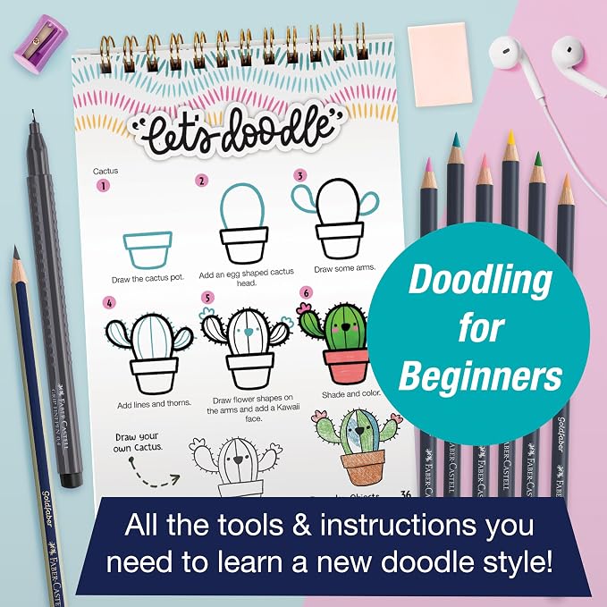 Faber-Castell Learn to Draw Kawaii World: Drawing Kit with Goldfaber Colored Pencils, 100+ Activities, Stickers & Supplies, Screen-Free Art Gift for Kids, Tweens & Beginners (Ages 8+)
