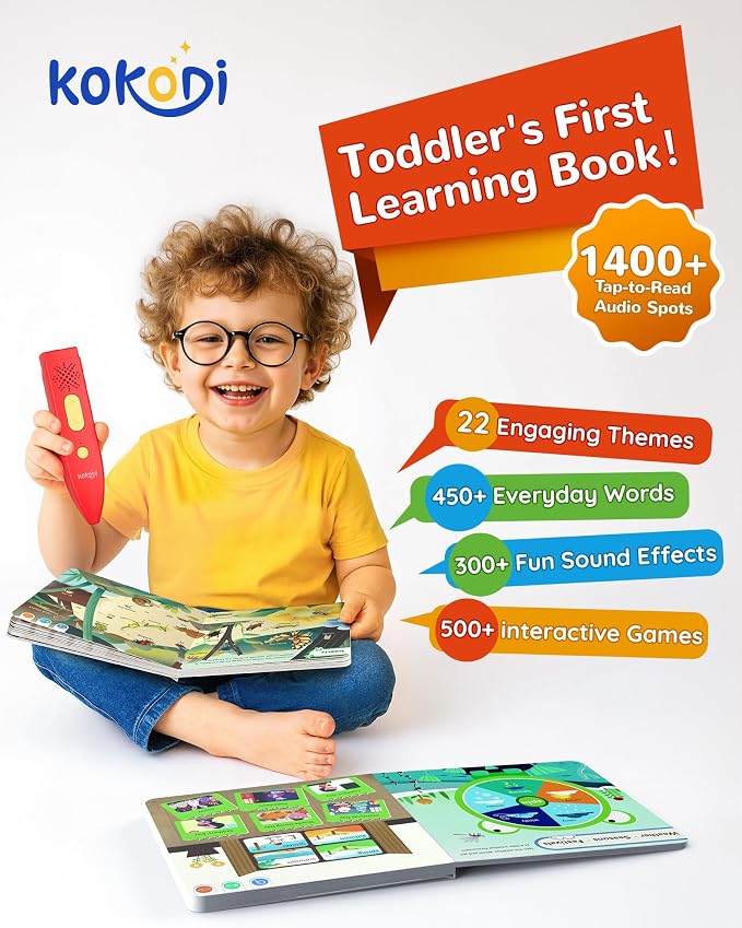 KOKODI Talking Books, 2pcs Vocabulary Books, Interactive Audio Sound Books, Compatible with KOKODI Talking Pen (Vocabulary Books Only, No Pen)