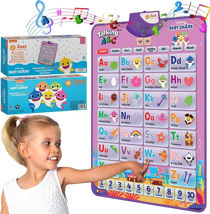 Pinkfong BabyShark Alphabet & Number Learning Toy for Girls Pink Edition | PinkFong Official Song Musical Mat | Best Birthday 1 Year Old Toys | Baby Shark Toys for Toddlers 1-3 | Baby Shark Games