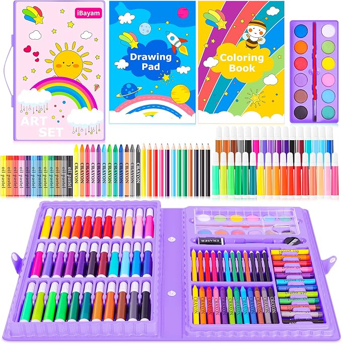 iBayam Aesthetic Cute Preppy Stuff Art Supplies, 149-Pack Drawing Kit Coloring Painting Art Set Gifts Box for Adult, Arts and Crafts for Adult, with Drawing Pad, Coloring Book