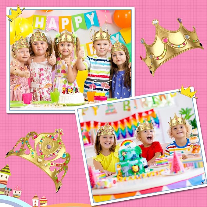 Yaomiao 22 pack DIY Crowns Set Include 12 Pcs Foam Princess Crowns and 10 Pcs Diamond Sticker for Kids