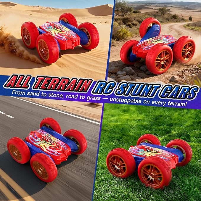 360°Flip Rc Cars Toys with Glowing Hero Eyes & Legs, 2.4GHz Drift Stunt Remote Control Car, 4WD & Double-Sided Race Car, Birthday Gifts Toys for 3 4 5 6 7 8 9 10 11+ Year Old Boys Age 3-4 4-6 6-8 8-12