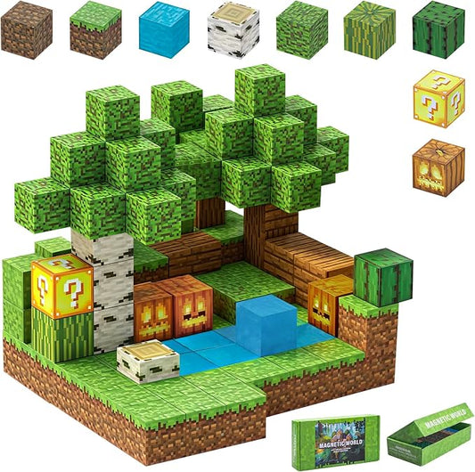 48PCS Magnetic Building Blocks for Kids 3-8 | Super Strong Magnets, STEM Educational Magnet Cubes, Minecraft-Style Construction Toy, Non-Toxic Sensory Play, Birthday Gifts for Boys & Girls