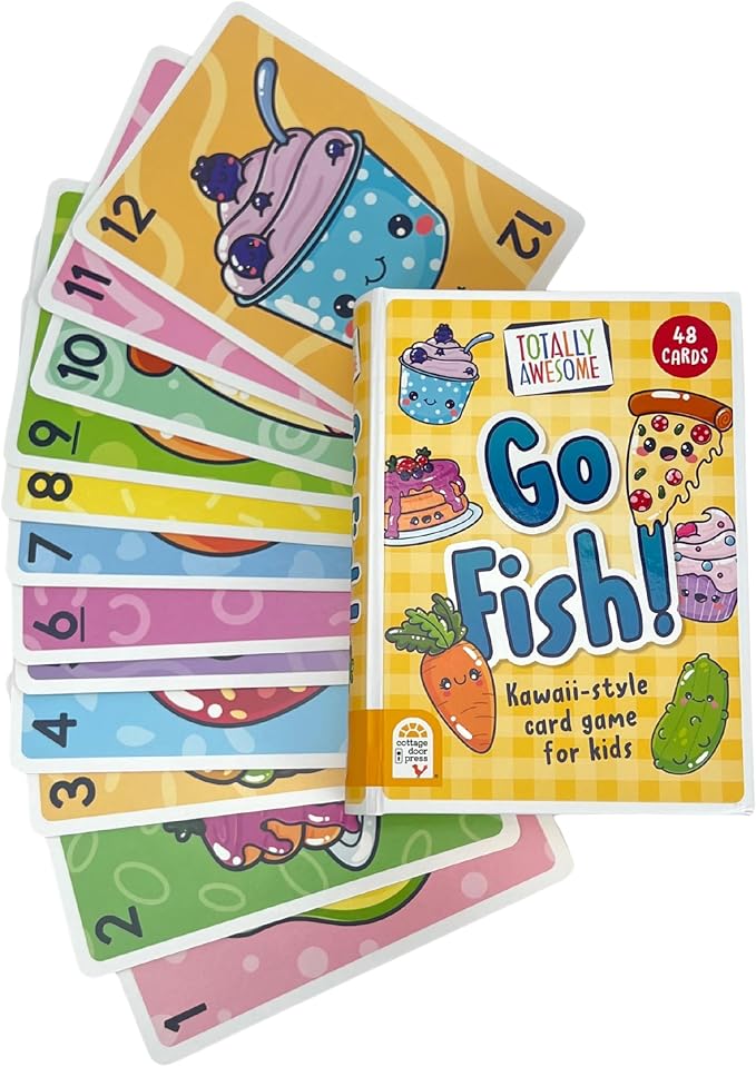 Cottage Door Press Totally Awesome Go Fish Kawaii Card Game for Kids with 48 Adorable Food Character Cards for 2 to 4 Players