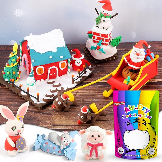 ifergoo White Air Dry Clay, DIY Creative Modeling Clay for Kids, Super Light Magic Foam Clay for Kids Age 3-12, Soft, No-Sticky & Non-Toxic, Molding Clay for School Art & Craft Project(100g/3.5oz)
