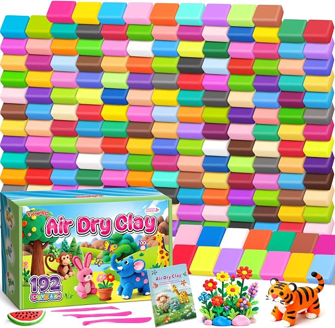 Air Dry Clay 192 Colors, Modeling Magic Clay Set with 3 Sculpting Tools, Arts Crafts Gift for Kids and Beginners