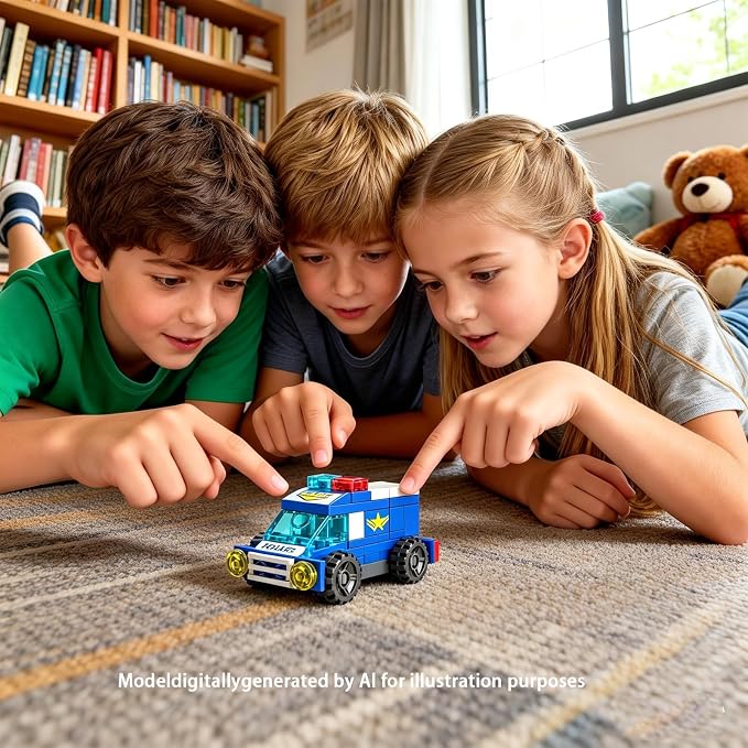 Police Car Toy Building Set for Kids Ages 5-12 | 147-Piece Construction Toy with Moving Wheels Car Chase Adventure Playset