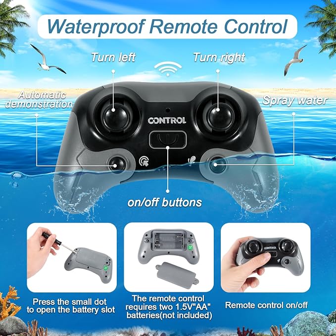 fromeasy Mosasaurus Dinosaur Toys, Upgrade Remote Control Water Toy, Pool Toys for Kids Ages 4-8, RC Dino with Light and Spray Water for Swimming Bath Lake Ocean Christmas Birthday Gift