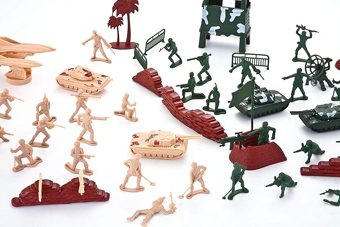 JOYIN 164 Piece Military Soldier Playset Army Men Play Bucket Army Action Figures Battle Group Deluxe Military Playset, Aircrafts, Helicopters, Tanks with Bucket, Birthday Gifts for Boys 3 4 5 6 7 8