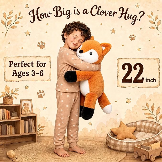 gnomantic Fox Weighted Stuffed Animals - 22 Inch 4.5 Pounds Weighted Plushies Fox - Big Plush Stuffed Animals Pillow - Cute Plush Toys Gifts for Kids & Adults