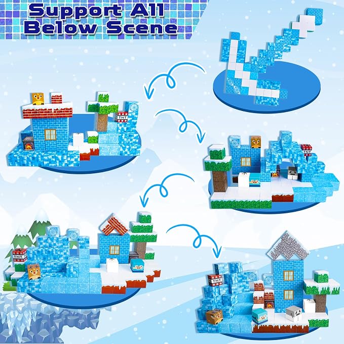 ToyUnited Magnetic Blocks - 100PCS Magnetic Building Blocks Glacier Castle, STEM Montessori Sensory Toys for Toddlers Kids Boys Girls Ages 3 4 5 6 7 8 9 10+ Holiday Birthday Gifts