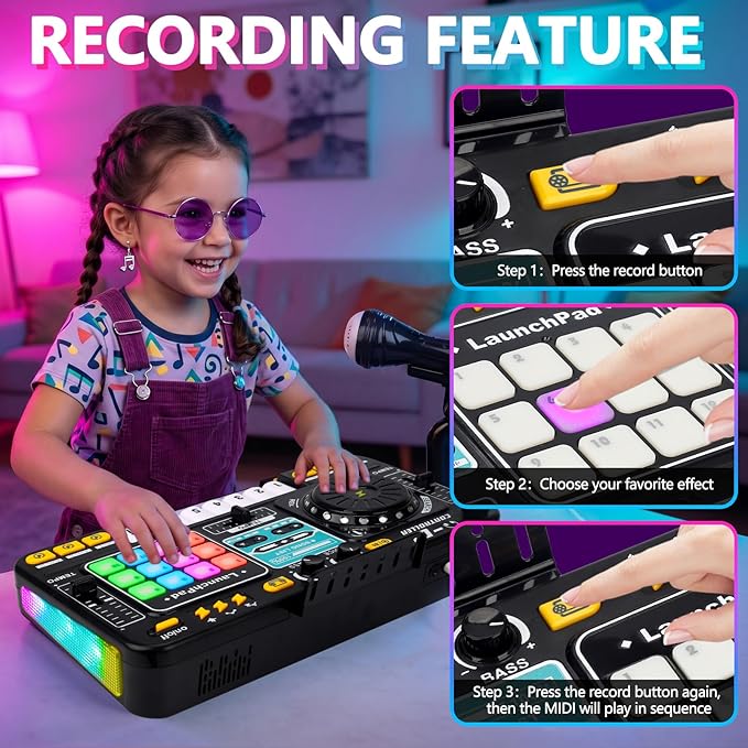 Tsomtto Kids DJ Mixer Controller Table Musical Toy for Kids, Birthday Gift Toys for 4 5 6 7 Year Old Boy Girl