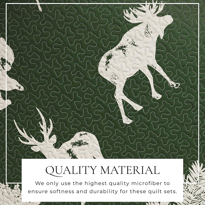 Great Bay Home Lodge Bedspread Twin/Twin XL Size Quilt with 1 Sham. Cabin 2- Piece Reversible All Season Quilt Set. Rustic Quilt Coverlet Bed Set. Rio Ridge Collection (Forest Green)