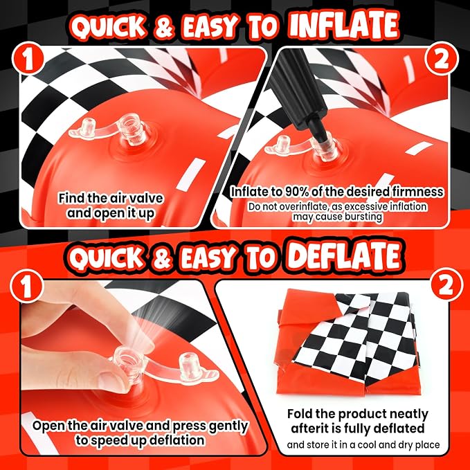 4 Pcs Racing Party Pool Floats, 24 Inch Checkered Flag Pattern Swim Ring for Kids Ages 5-8 Pool Tube, Inflatable Pool Toys for Hawaiian, Beach, Water Park Fun