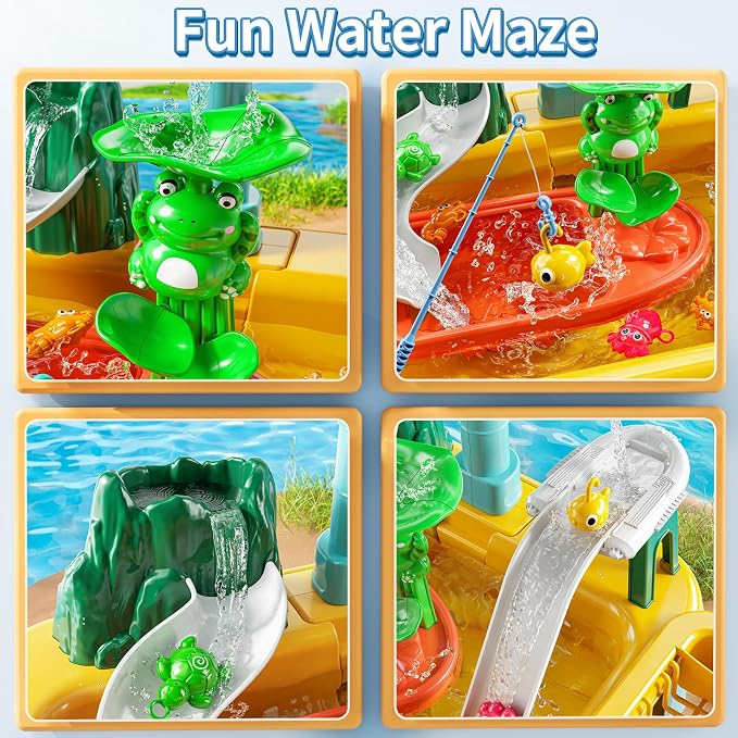 JUKUDAHU Water Table for Toddlers 1-3 - Toddler Outdoor Toy, Outside Water Play Table for Kids Ages 4-8, Play Sink Toy with Running Water, Fishing Games, Birthday Gifts for Boys and Girls 3 4 5 6