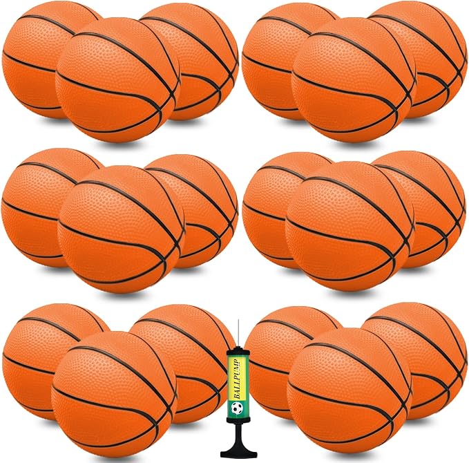 Oleitodh 15Pcs 6" Mini Basketball Balls Bulk Small Basketball Set with Pump, PVC Small Basketballs for Over The Door Hoop Games Party Favors Indoor Outdoor Play Adults Kids Pool Beach
