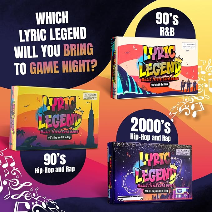 Lyric Legend 90s Hip-Hop and Rap Music Trivia - Adult Games for Game Night - Good for Groups – Finish The Lyrics Party Game - Multiple Choice, Listen While You Play with Included Playlist!