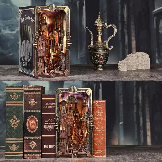 fifijoy Viking Book Nook Kit - DIY Miniature House Dollhouse Kit for Adults Teens, Booknook Tiny House Bookshelf Insert Decor 3D Wooden Puzzle, Gifts for Family, Friends (Voyage Through the Storm)