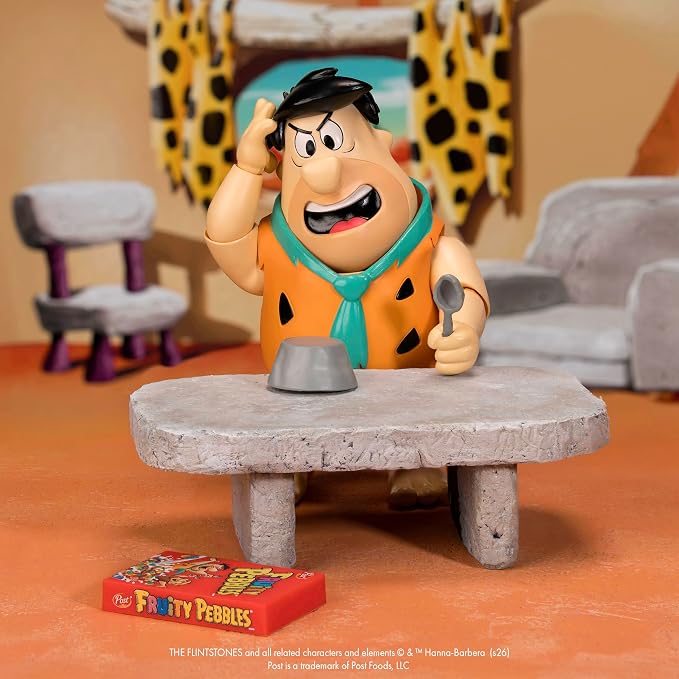 Jada Toys Fruity Pebbles Fred Flintstone Action Figure 1:12 Scale Fully Articulated Retro Cartoon Nostalgia Collectible Toy for Ages 8+