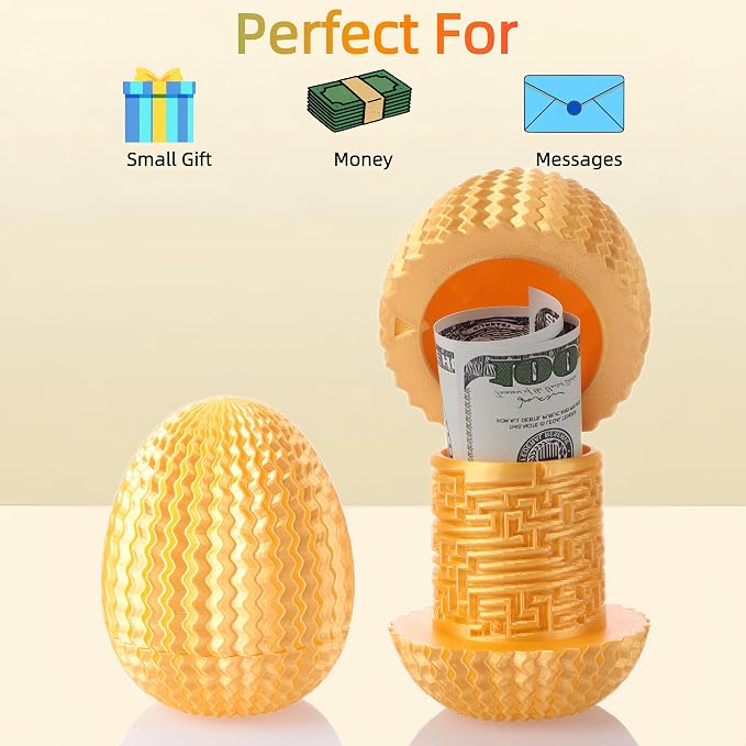 Maze Egg Money Puzzle Box for Kids & Adults, 4 Logic Challenge Brain Teaser Sensory Toy, Hidden Compartment Cash Gift Holder, Birthday Graduation Gifts for Teens, Road Trip Travel Game