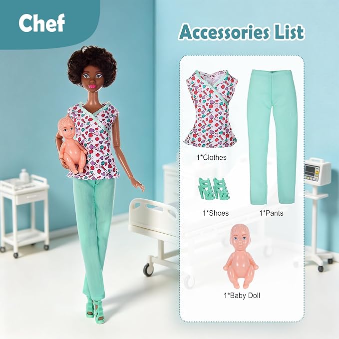 dollbie 6 Pack Fashion Dolls Playset -11.5 inch Career Role Play Dolls | Career Role Play Dolls
