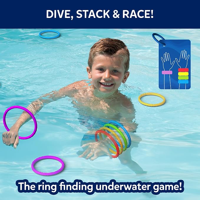 Skillmatics Ring Rush Diving Toys – Underwater Search & Find Game, Pool Diving Rings, Swimming Pool Toys for Kids, Summer Outdoor Water Games, Gift for Boys & Girls Ages 6, 7, 8, 9 & Up