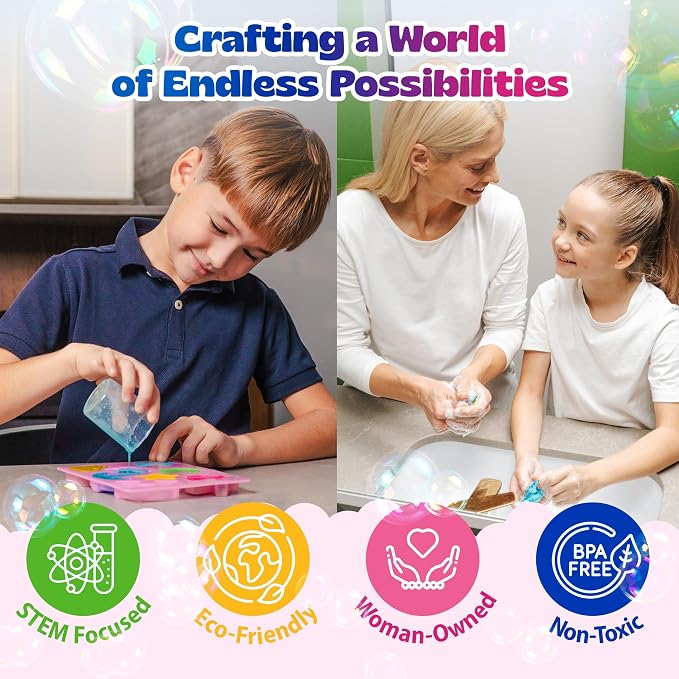 Pinwheel Crafts DIY Soap Making Kit for Kids Ages 5 6 7 8-12+ with Molds, Scents, Dye, Glitter, Foaming Net - Unicorn Soap Making Kits for Adults Beginners Great for Science Projects and Crafts