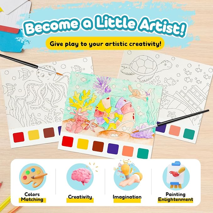 Water Coloring Book,Paint with Water Books for Kids Ages 3-5,Watercolor Painting Book for Toddlers 4-6,Creative Arts and Crafts & Airplane Travel Essentials for Boys Girls
