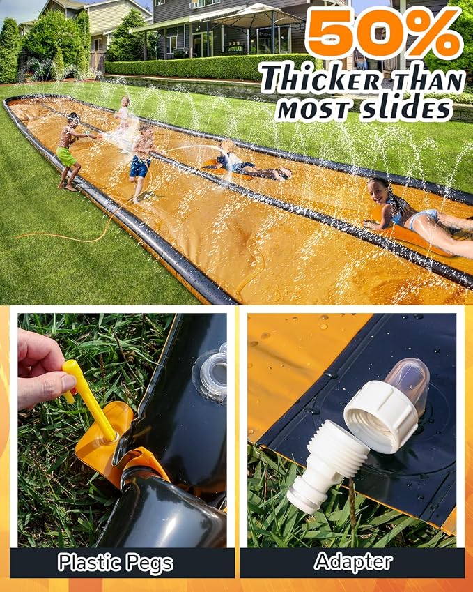 22ft Slip Water and Slide for Kids Adults, Extra Long Backyard Water Slide for Kids Ages 5-8 8-12 with Pool and 2 Inflatable Bodyboards, Summer Outdoor Games Water Toys