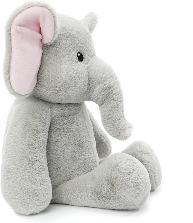 WEIGEDU Dressable Stuffed Animal Fits 3-6M Toddler Clothes, 24.4" Large Plush Toy with Long Limbs for Pretend Play, Soft Huggable Companion - Elephant