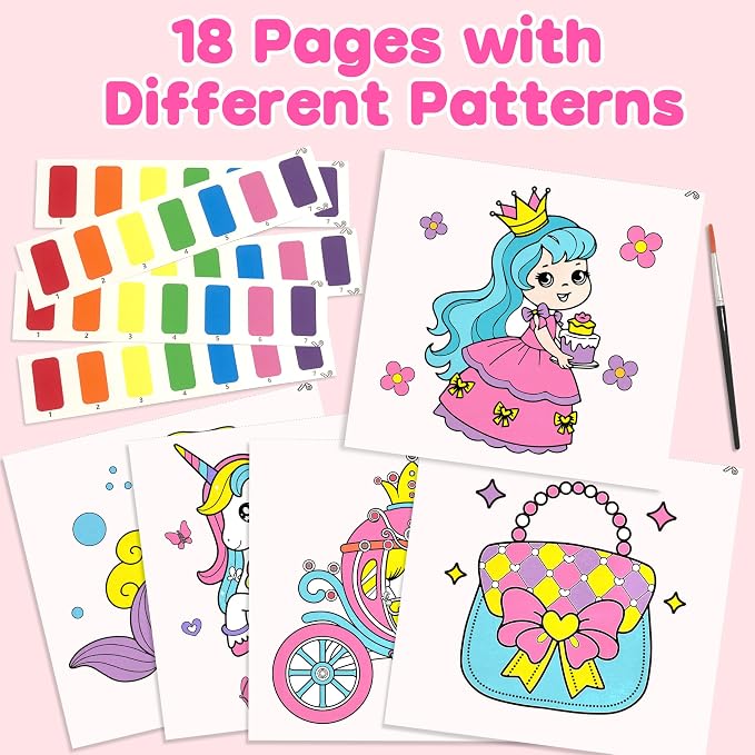 ZIZZ Paint with Water Coloring Books for Toddlers, Princess Watercolor Painting Sets for Kids Ages 3-5 4-8 Years Old, No-Mess Drawing Activity Art Craft Toys Birthday Valentine's Day Gifts for Girls