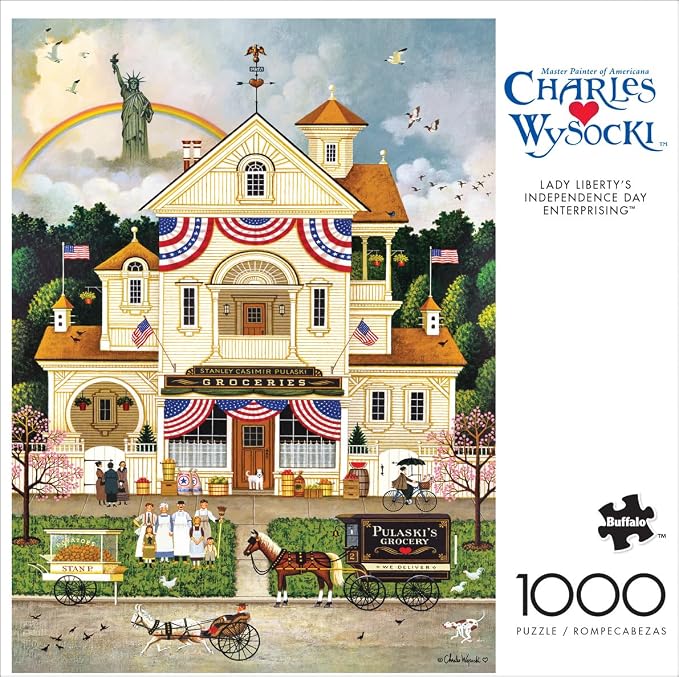 Buffalo Games Charles Wysocki Lady Liberty 1000 Piece Jigsaw Puzzle - 26.75 x 19.75 in, Ages 14+ - Bonus Poster - Precision Cut - Jigsaw Puzzles 1000 Pieces