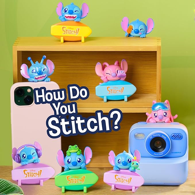 Disney Stitch Attachmeez 2-Pack - Collectible Surprise Mini Figure Blind Box, Hangs Off Books, Phones, Cups & More, UNbox, Attach & Display, for Kids, Fans & Collectors by Just Play