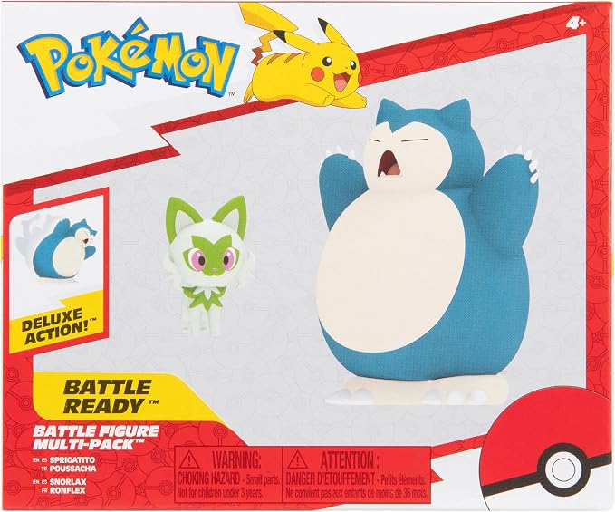 Pokemon Battle Figure 2 Pack - 2-Inch Sprigatito and 4.5-Inch Snorlax Battle Ready Figures